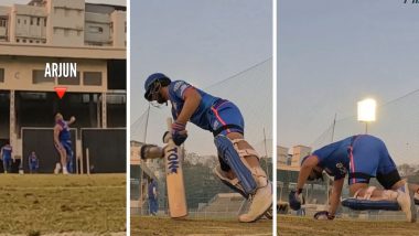 Arjun Tendulkar Practice In Nets: IPL से पहले नेट्स में अर्जुन तेंदुलकर ने गेंदबाजी प्रैक्टिस के दौरान Mumbai Indians के बल्लेबाजों के छुड़ाएं पसीना, देखें वीडियो