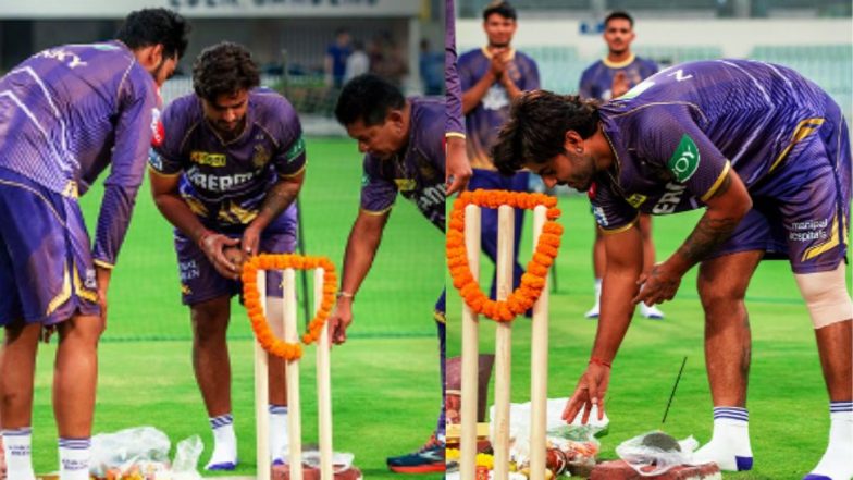 KKR Perform Puja At Eden Gardens: IPL के लिए ट्रेनिंग सेशन शुरू करने से पहले ईडन गार्डन में केकेआर के खिलाड़ियों ने की पूजा- पाठ, देखें तस्वीर