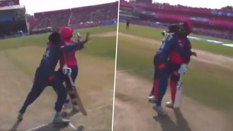 Krunal Pandya Hugs Sanju Samson: RR बनाम LSG मैच के दौरान कैच का प्रयास करते समय संजू सैमसन से टकराने के बाद क्रुणाल पंड्या ने लगाया गले, देखें वीडियो