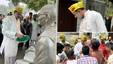 HOLI CELEBRATION: आरजेडी के नेता तेजप्रताप पर चढ़ा होली का खुमार, जमकर खेली होली