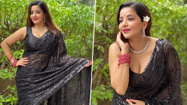 भोजपुरी अदाकारा Monalisa ने ब्लैक ट्रांसपेरेंट साड़ी में ढाया कहर, फैंस बोले - 'आग है आग'