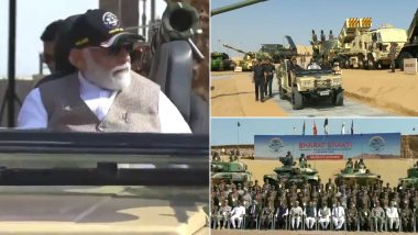 Bharat Shakti Exercise: राजस्थान के दौरे पर पीएम मोदी, जैसलमेर के पोखरण फील्ड फायरिंग रेंज में सेना की जीप पर हुए सवार, देखेंगे भारत शक्ति का अभ्यास- VIDEO
