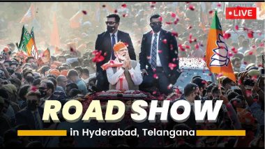 PM Modi Hyderabad Road Show: तेलंगाना के हैदराबाद में पीएम मोदी ने किया रोड शो, लोगों का उमड़ा सैलाब, देखें वीडियो