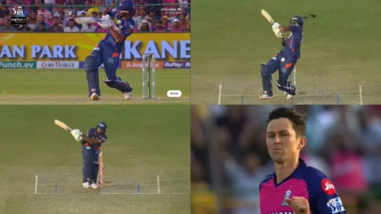 Trent Boult Breaks Padikkal's Helmet With Bouncer: ट्रेंट बोल्ट की घातक बाउंसर से बाल-बाल बचे देवदत्त पडीक्कल, हेलमेट के हुए दो टुकड़े-टुकड़े; देखें वीडियो