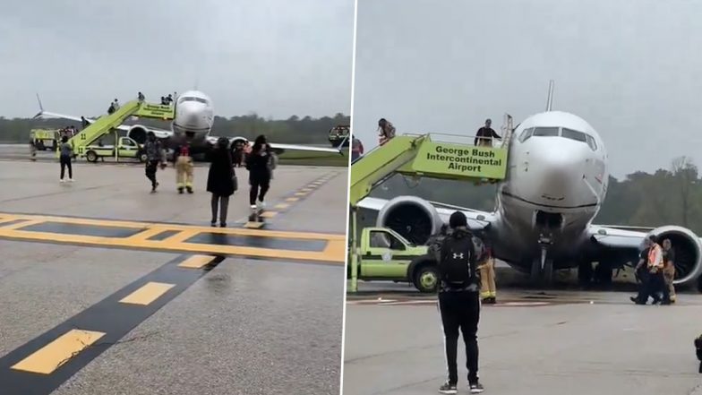 United Boeing 737 MAX: टेक्सास में जॉर्ज बुश इंटरकांटिनेंटल एयरपोर्ट पर लैंडिंग के बाद यूनाइटेड बोइंग 737 मैक्स का गियर ख़राब हुआ, मची अफरा-तफरी- VIDEO