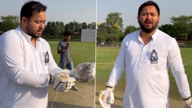 Tejashwi Yadav Playing Cricket Video: पूर्णिया पहुंचे तेजस्वी यादव ने चुनाव के बीच खेला क्रिकेट, देखें वीडियो