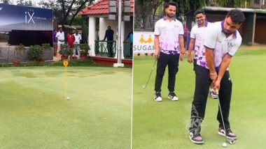 Rinku Singh Playing Golf: रिंकू सिंह नाइट गोल्फ टूर्नामेंट के दौरान गोल्फ का आनंद लेते हुए आए नज़र, देखें वीडियो