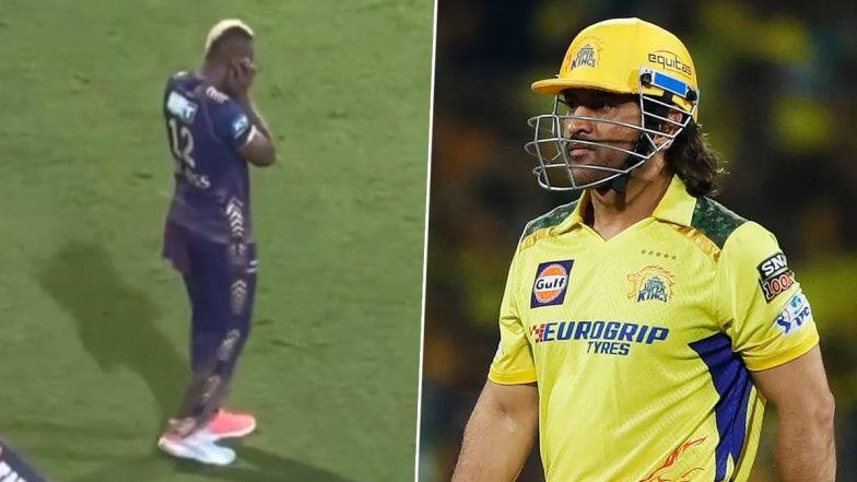 एम. ए. चिदम्बरम स्टेडियम में एमएस धोनी की एंट्री पर फैंस ने जोर से किया चीयर, आंद्रे रसल ने बंद किए अपने कान
