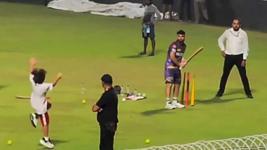IPL 2024: KKR के सह-मालिक Shah Rukh Khan के बेटे AbRam ने की ईडन गार्डन में प्रैक्टिस के दौरान रिंकू सिंह को गेंदबाजी, देखें वीडियो