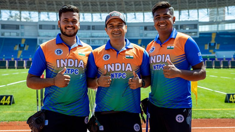 Shanghai Archery World Cup 2024:&nbsp;शंघाई तीरंदाजी विश्व कप&nbsp;के मेंस&nbsp;कंपाउंड टीम स्पर्धा में अभिषेक वर्मा, प्रथमेश फुगे, प्रियांश ने भारत के लिए जीता गोल्ड मेडल