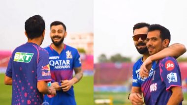 IPL 2024: मस्ती भरे मूड में Virat Kohli ने अवेश खान को गले लगाते हुए गाया ऐसा मौका फिर कहां मिलेगा गाना, युजवेंद्र चहल ने मुस्कुराते हुए दिए रिएक्शन, देखें वीडियो