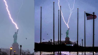 Statue of Liberty Hit by Lightning: आजादी की मशाल पर बिजली का वार! स्टैचू ऑफ लिबर्टी पर गिरी बिजली, फोटोग्राफर ने खींची गजब की तस्वीर