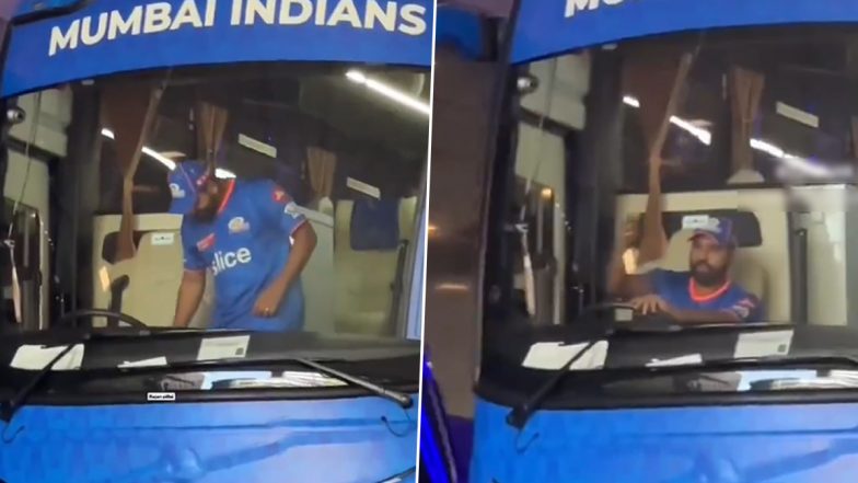 जॉयफुल मूड में MI की टीम बस चलाने की कोशिश करते दिखें Rohit Sharma, फैंस को सामने से हटने का किया इशारा; देखें वीडियो