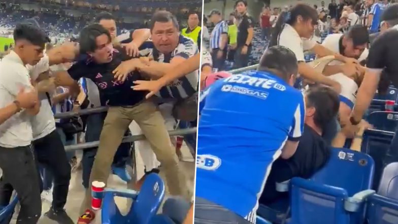 Fight At Football Stadium: अमेरिका के फुटबॉल स्टेडियम में खूब चले लात- घुसें, Lionel Messi&nbsp;की इंटर मियामी और&nbsp;मॉन्टेरी&nbsp;के फैंस के बीच मारपीट, देखें&nbsp;वीडियो
