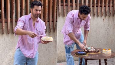 Varun Dhawan Celebrates Birthday With Paparazzi: वरुण धवन ने पैपराजी क साथ मनाया 37वां जन्मदिन, केक काटकर जताया आभार (Watch Video)