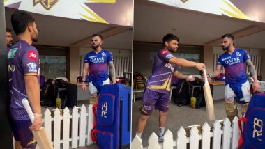 Rinku Singh Breaks Virat Kohli's Gifted Bat: रिंकू सिंह ने तोड़ा विराट कोहली का गिफ्ट दिया हुआ बैट, RCB स्टार ने लगा दीं क्लास, गिड़गिड़ाते दिखें KKR बल्लेबाज, देखें मजेदार वीडियो