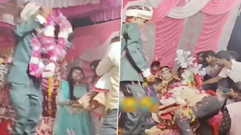 दुल्हन को वरमाला पहनाने के लिए दूल्हे ने लगा दी छलांग, फिर जो हुआ... Viral Video देख छूट जाएगी आपकी हंसी