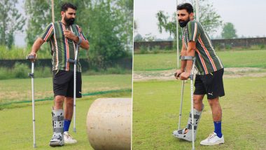 Mohammad Shami Hits Training Ground: मोहम्मद शमी कई महीनों बाद बैसाखी के सहारे ट्रेनिंग मैदान में उतरे, सोशल मीडिया पर तस्वीरें साझा की तस्वीर