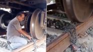 West Bengal Cyclone 'Remal': ' रेमल साइक्लोन ' को लेकर ट्रेनों को फिसलने से बचाने के लिए रेलवे ट्रैक से जंजीरों से बांधा गया -Video