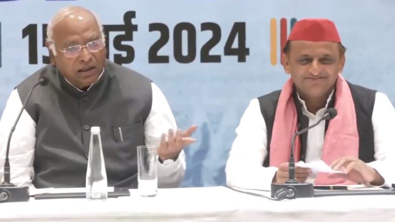 Joint Press Conference of Indi Alliance: यूपी के लखनऊ में इंडिया गठबंधन ने किया साझा प्रेस कॉन्फ्रेंस, मल्लिकार्जुन खड़गे बोले- 4 जून को PM मोदी की विदाई तय, अखिलेश यादव ने कहा- संविधान को बचाने के लिए अपना वोट खराब न करें- VIDEO