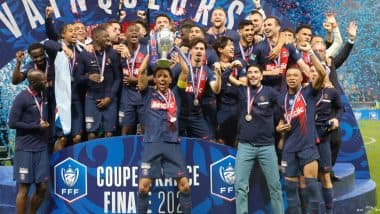 PSG Wins Coupe de France 2023-24 Title: पीएसजी ने कूप डी फ्रांस 2023-24 का खिताब जीता, ओस्मान डेम्बेले और फैबियन रुइज़ ने फाइनल में ल्योन को हराया