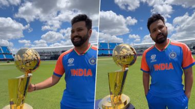 Rohit Sharma Poses With NBA Championship Trophy: टी20 वर्ल्ड कप 2024 से पहले न्यूयॉर्क के नासाउ स्टेडियम में एनबीए चैंपियनशिप ट्रॉफी के साथ पोज देते नजर आए रोहित शर्मा, देखें वीडियो