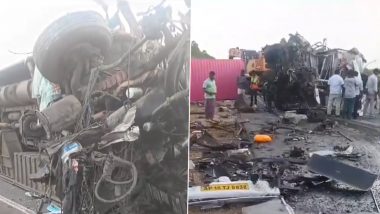 Horrific Road Accident: विजयवाड़ा से चेन्नई जा रही बस का एक्सीडेंट, ड्राइवर की मौत तो वही 10 यात्री गंभीर रूप से जख्मी -( Watch Video )