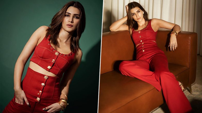 Kriti Sanon ने रेड आउटफिट में कराया हॉट फोटोशूट, एक्ट्रेस के किलर पोज ने बढ़ाया सोशल मीडिया का तापमान (View Pics)