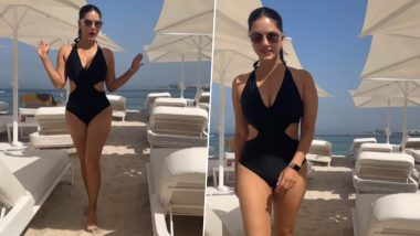 Sunny Leone ने  ब्लैक मोनोकिनी में बिखेरा जलवा, दुबई में मना रहीं छुट्टियां (Watch Video)