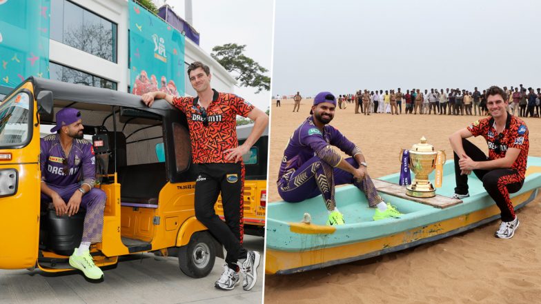 IPL 2024 फाइनल से पहले श्रेयस अय्यर और पेट कम्मिंस ट्रॉफी के साथ फोटो देते हुए आए नजर, तस्वीर हुई वायरल