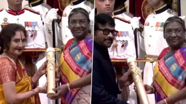 Chiranjeevi और Vyjayanthimala को पद्म विभूषण से नवाजा गया, राष्ट्रपति मुर्मू ने सिनेमा के दिग्गजों को किया सम्मानित (Wstch Video)