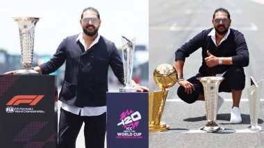 Yuvraj Singh With T20 WC 2024 Trophy: आईसीसी टी20 वर्ल्ड कप के ब्रांड एम्बेसडर युवराज सिंह ने मियामी जीपी में  ट्रॉफी के साथ खिंचवाई तस्वीरें