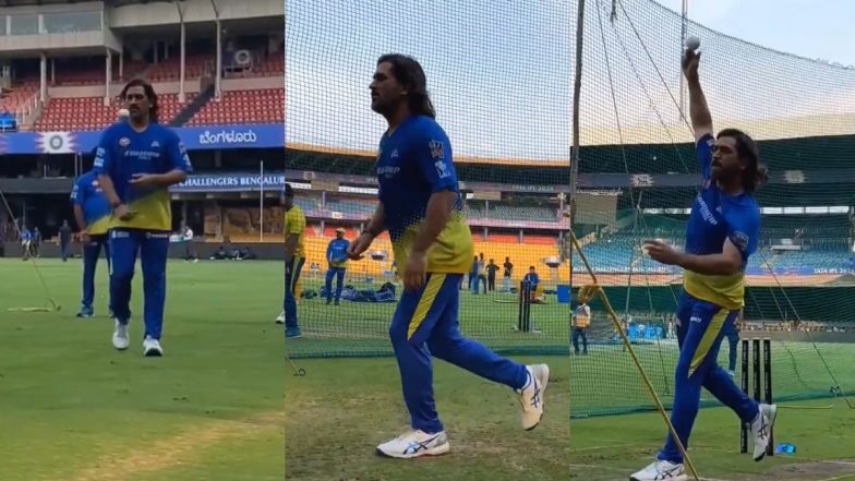 MS Dhoni Bowls In Nets: नए अवतार में दिखें एमएस धोनी! RCB के खिलाफ IPL 2024 मैच से पहले थाला ने नेट्स में की गेंदबाजी, देखें वीडियो