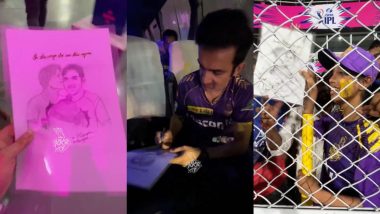 Gautam Gambhir's Autograph: RR के खिलाफ IPL 2024 मैच रद्द होने के बाद यंग फैन की स्केच पर KKR के मेंटर गौतम गंभीर ने दिया ऑटोग्राफ, देखें वीडियो
