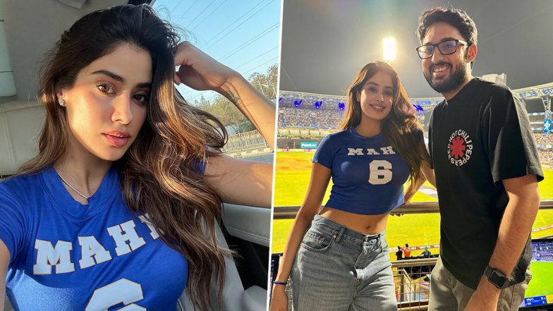 IPL 2024: MI बनाम KKR मैच के दौरान मिस्टर एंड मिसेज माही फिल्म का प्रमोशन करने स्टेडियम पहुंची जान्हवी कपूर ली सेल्फी, डायरेक्टर शरण शर्मा के साथ दिया पोज, देखें तस्वीरें