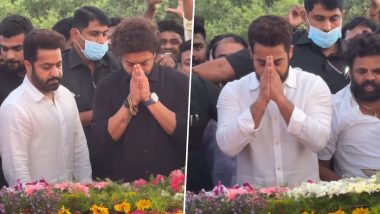 Jr NTR Pays Tribute To Legend NTR: जूनियर एनटीआर और कल्याण राम ने आज एनटीआर घाट पर लेजेंड एनटीआर की 101वीं जयंती पर दी श्रद्धांजलि (Watch Video)