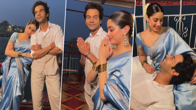 Mr and Mrs Mahi के प्रमोशन के लिए बनारस पहुंचे राजकुमार राव और जान्हवी कपूर, साथ में की गंगा आरती (Watch Video)