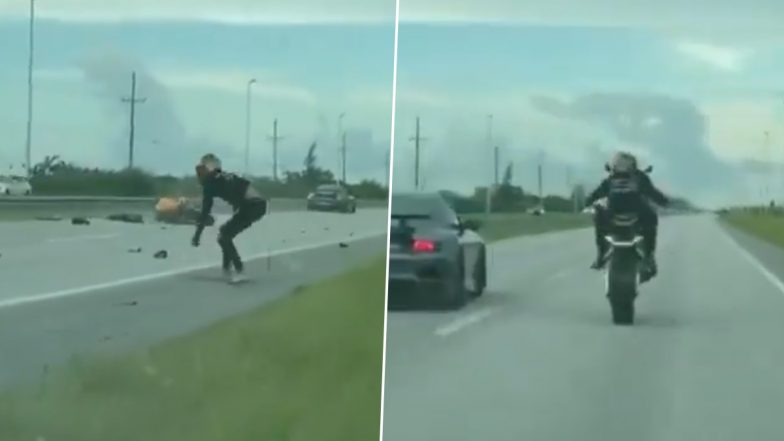 Porsche vs Bike Race Accident: पोर्श कार से रेस लगा रहा था बाइक सवार, फिर जो हुआ... देखकर उड़ जाएंगे होश