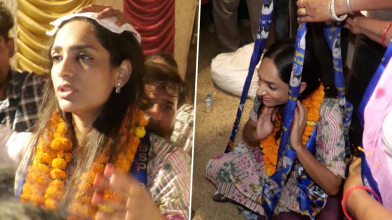 Ritu Singh Injured: चंडीगढ़ से BSP उम्मीदवार डॉ ऋतु सिंह के साथ हादसा, सम्मान में सिक्कों से तौलते समय तराजू टूटकर गिरी, सिर में चोट लगने से घायल- VIDEO