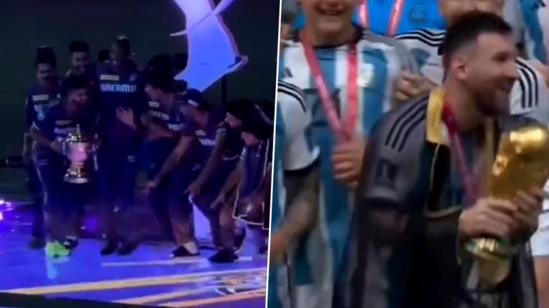 Shreyas Iyer Imitates Lionel Messi:&nbsp;IPL 2024&nbsp;की ट्राफी जीतने के बाद KKR के कप्तान श्रेयस अय्यर ने&nbsp;मनाया लियोनेल मेस्सी के अंदाज में जश्न, देखें वीडियो