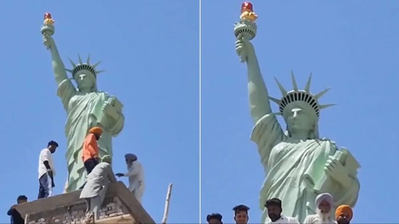 Statue of Liberty in Punjab! पंजाब में घर की छत पर बना दिया 'स्टैच्यू ऑफ लिबर्टी', वायरल वीडियो में देखें अनोखा नजारा!