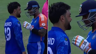 Rashid Khan Request To Suryakumar Yadav: राशिद खान ने मजाक में सूर्यकुमार यादव से अपनी गेंदों पर स्वीप नहीं मरने का किया स्पेशल रिक्वेस्ट, देखें वीडियो