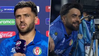 AFG vs PNG T20 World Cup 2024: पापुआ न्यू गिनी के खिलाफ मैच के बाद के इंटरव्यू में राशिद खान ने की शैतानी, हंसी नहीं रोक पाए फजलहक फारुकी ने चेताया