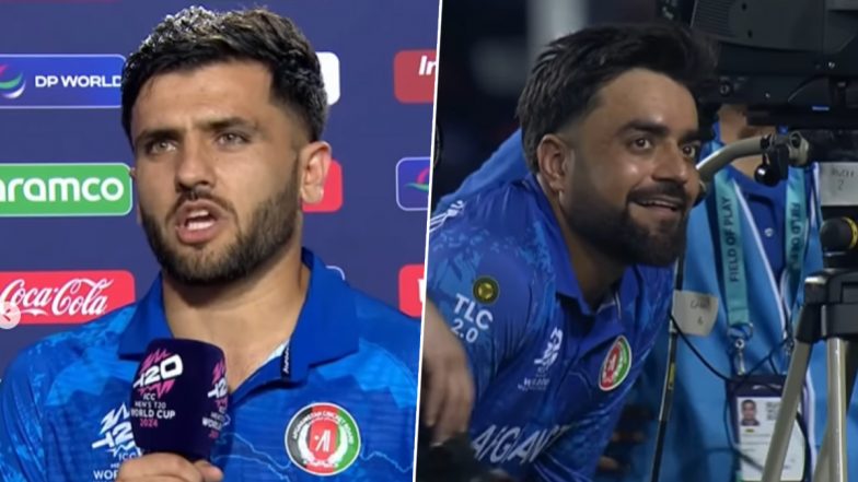 AFG vs PNG T20 World Cup 2024:&nbsp;पापुआ न्यू गिनी के खिलाफ मैच के बाद के इंटरव्यू में राशिद खान&nbsp;ने की शैतानी, हंसी नहीं रोक पाए&nbsp;फजलहक फारुकी ने चेताया