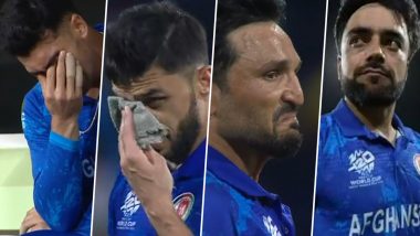 Emotional Afghanistan Players in Tears: सेमीफाइनल में पहुंचने के बाद अफगानिस्तान के खिलाड़ी हुए भावुक, जीत की खुशी में आंखों से निकले आंसू, देखें तस्वीरें