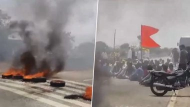 OBC Beed Protest: आरक्षण के मुद्दे को लेकर बीड में ओबीसी आक्रामक, सड़क पर टायर जलाकर किया विरोध प्रदर्शन-Video