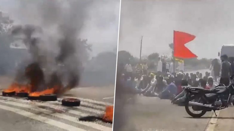 OBC Beed Protest: आरक्षण के मुद्दे को लेकर बीड में ओबीसी आक्रामक, सड़क पर टायर जलाकर किया विरोध प्रदर्शन-Video