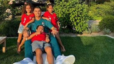 Ronaldo Shares Picture With His Children: यूईएफए यूरो 2024 आर16 क्लैश से पहले क्रिस्टियानो रोनाल्डो ने पुर्तगाल की जर्सी में अपने बच्चों के साथ साझा की तस्वीर, देखें पोस्ट