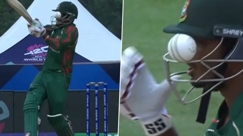 Ball Gets Stuck In Tanzid Hasan's Helmet: बांग्लादेश और नीदरलैंड मैच के दौरान टला बड़ा हादसा, बाल-बाल बचे तंजिद हसन, देखें दिल दहला देने वाला वीडियो