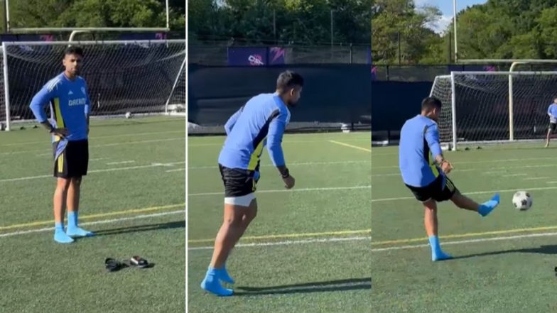 Suryakumar Yadav Football Skills:&nbsp;पाकिस्तान के खिलाफ&nbsp;T20 विश्व कप&nbsp;मुकाबले&nbsp;से पहले सूर्यकुमार यादव ने अभ्यास सत्र के दौरान दिखाया फुटबॉल कौशल, देखें&nbsp;वीडियो